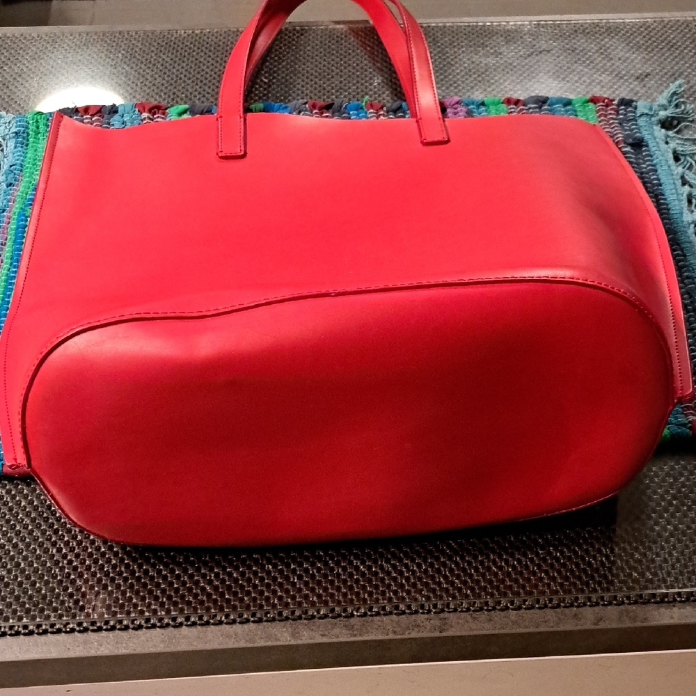 LOFT Vibrant Red Leather Women's Tote Bag